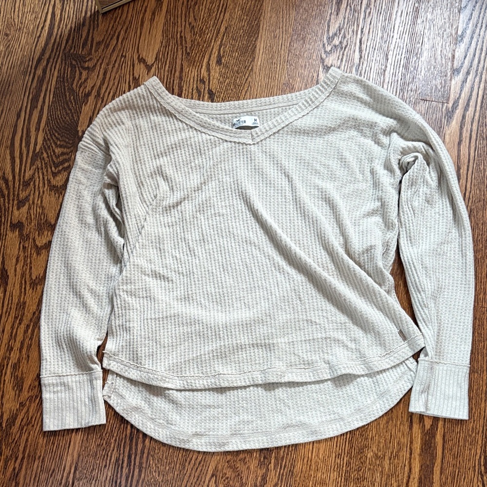 Hollister Cream Waffle Knit Sweatshirt